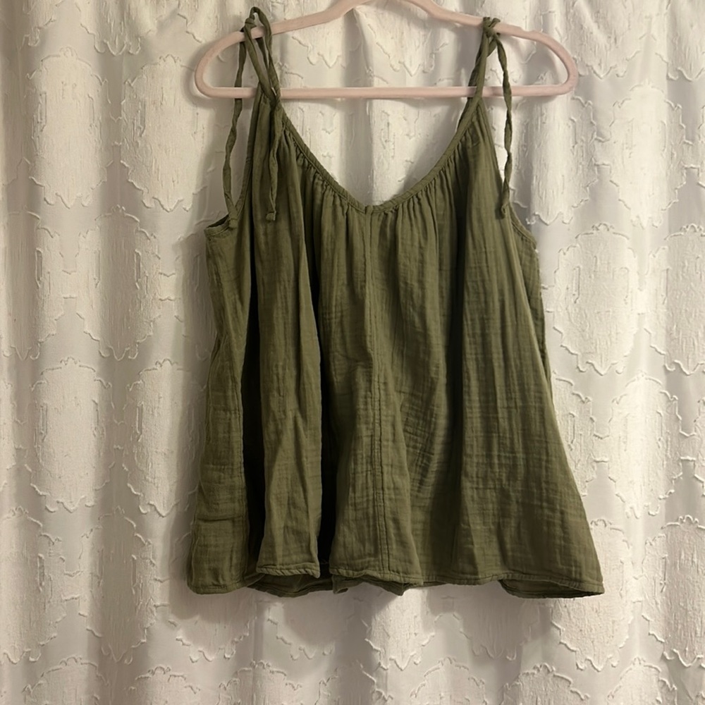 Old navy green tie spaghetti strap blouse XL